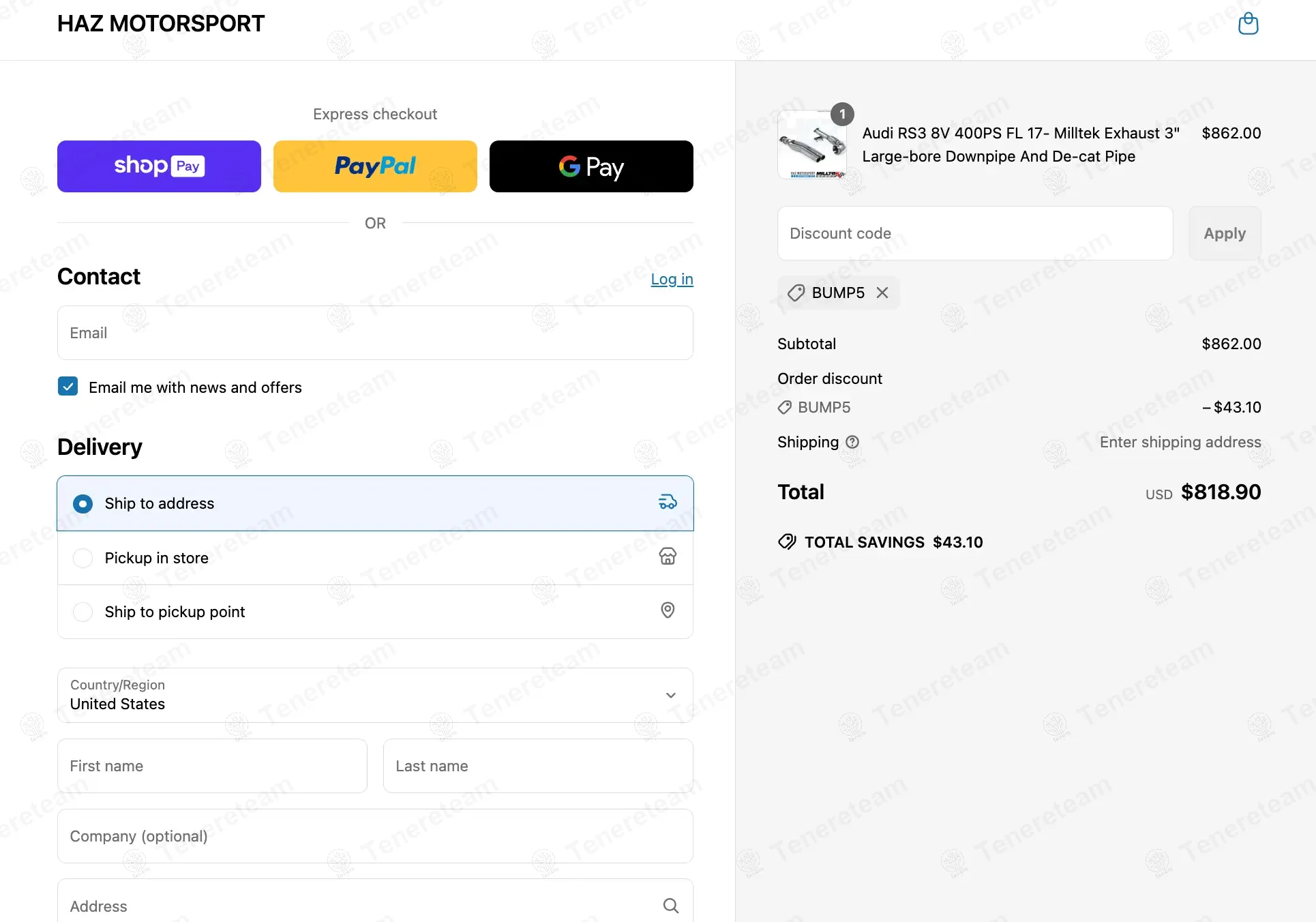 HAZ MOTORSPORT coupon code: 5% off with BUMP5. Tested and valid as 1 year ago.