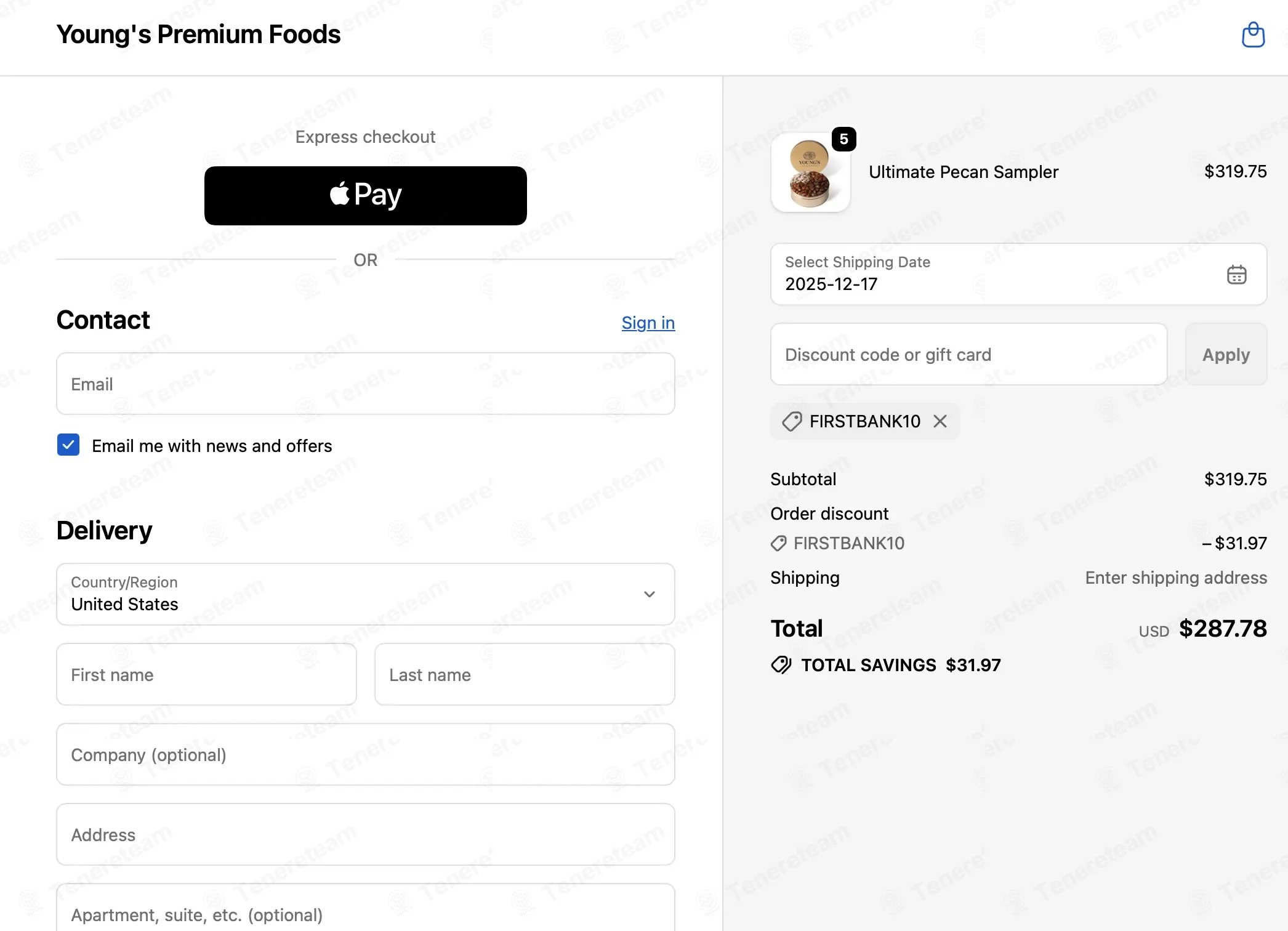 Young's Premium Foods coupon code: 10% off with FIRSTBANK10. Tested and valid as 8 months ago.