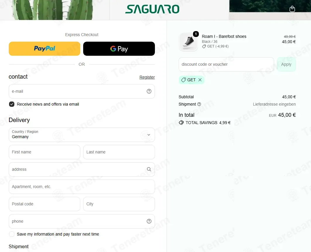 Saguaro coupon code: 15% off with GET. Tested and valid as 1 month ago.