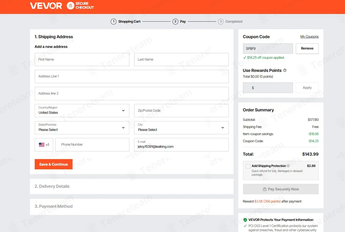 Vevor coupon code: 9% off with SPBF9. Tested and valid as 3 months ago.