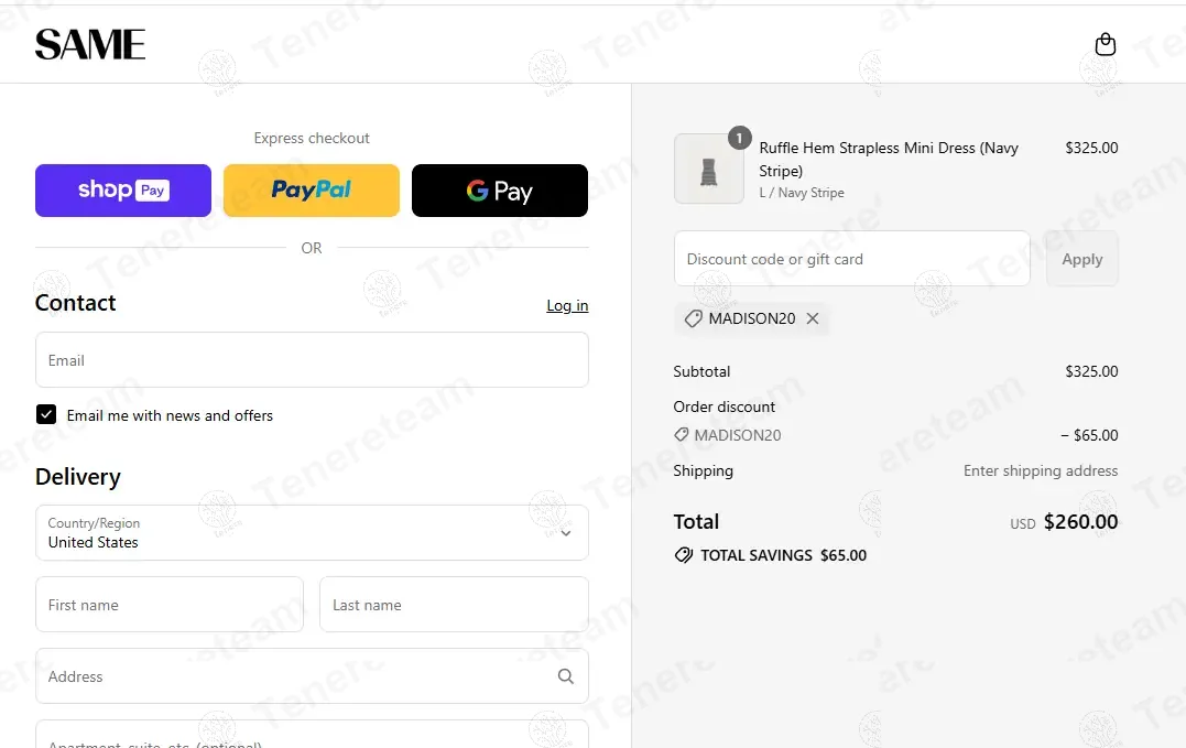 SAME Los Angeles coupon code: 20% off with MADISON20. Tested and valid as 9 months ago.