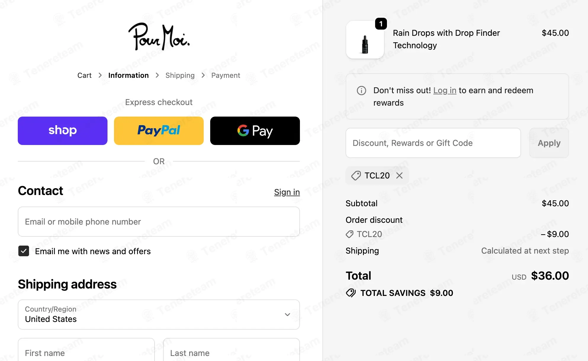 Pour Moi Skincare coupon code: 20% off with TCL20. Tested and valid as 1 month ago.