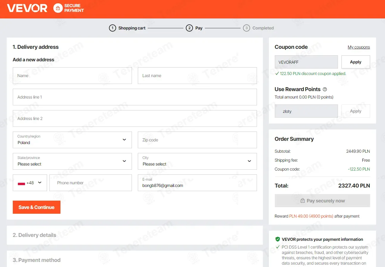 Vevor PL coupon code: 5% off with VEVORAFF. Tested and valid as 1 month ago.