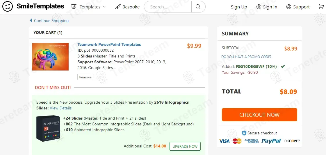 Smile Templates coupon code: 10% off with FSG10D5G5W. Tested and valid as 2 months ago.