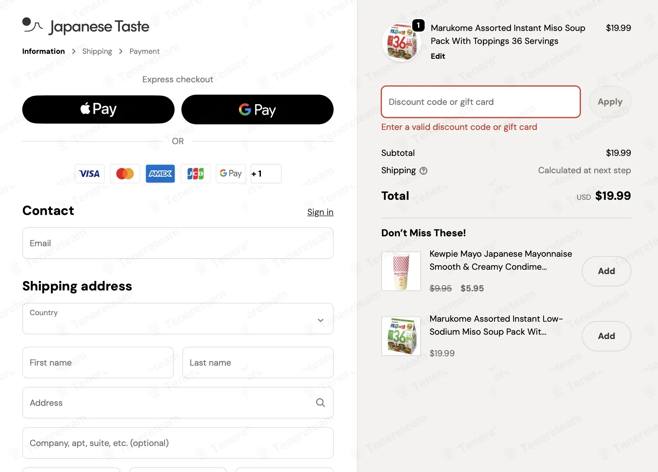 Japanese Taste coupon code: 10% off with JTASTEWEEK237. Tested and valid as 3 months ago.