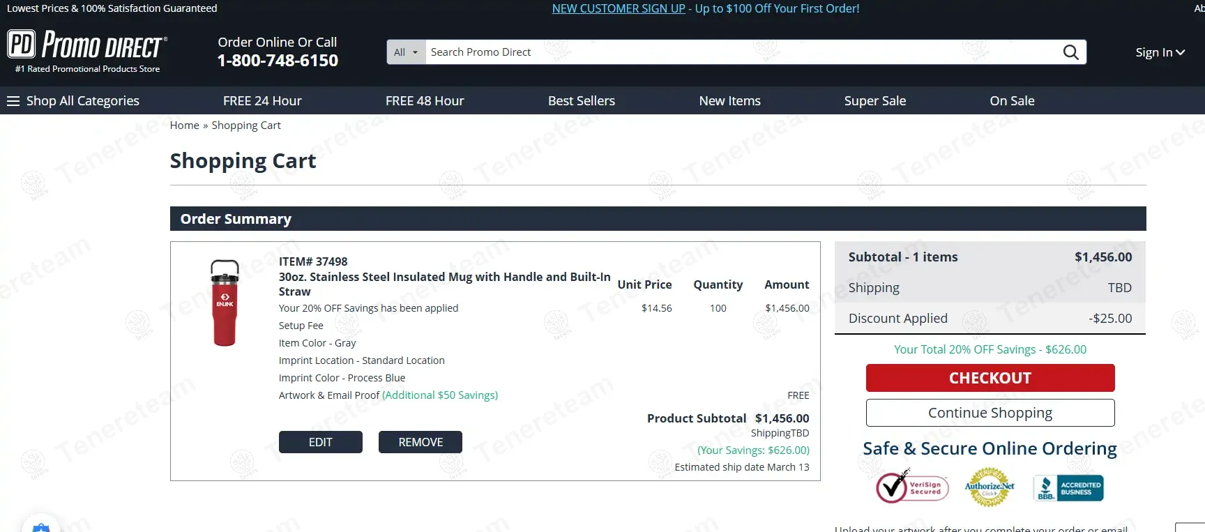Promo Direct coupon code: $25 off with DR25. Tested and valid as 1 year ago.