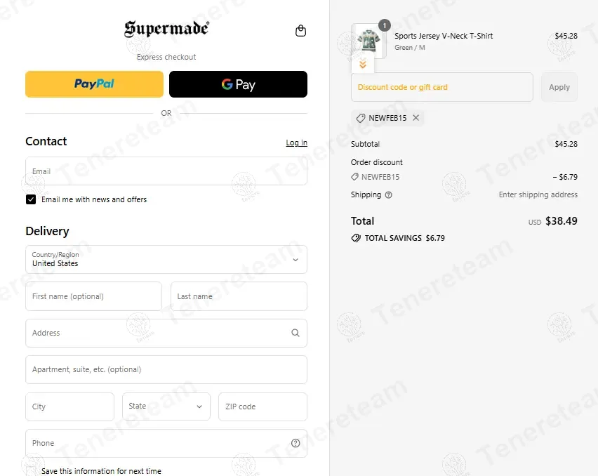 Thesupermade coupon code: 15% off with NEWFEB15. Tested and valid as 11 months ago.