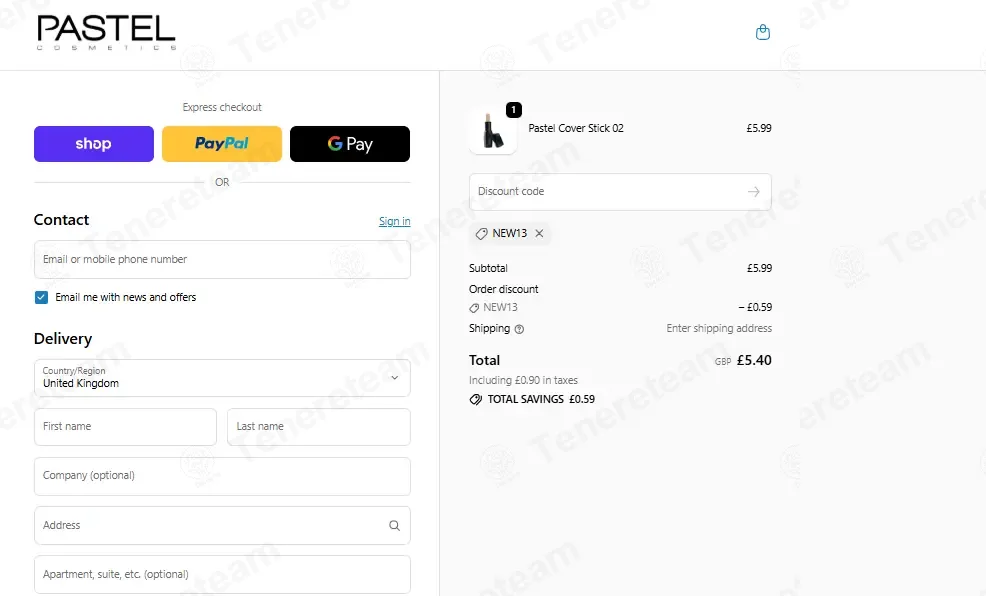 Pastel Cosmetics UK coupon code: 10% off with new13. Tested and valid as 2 months ago.