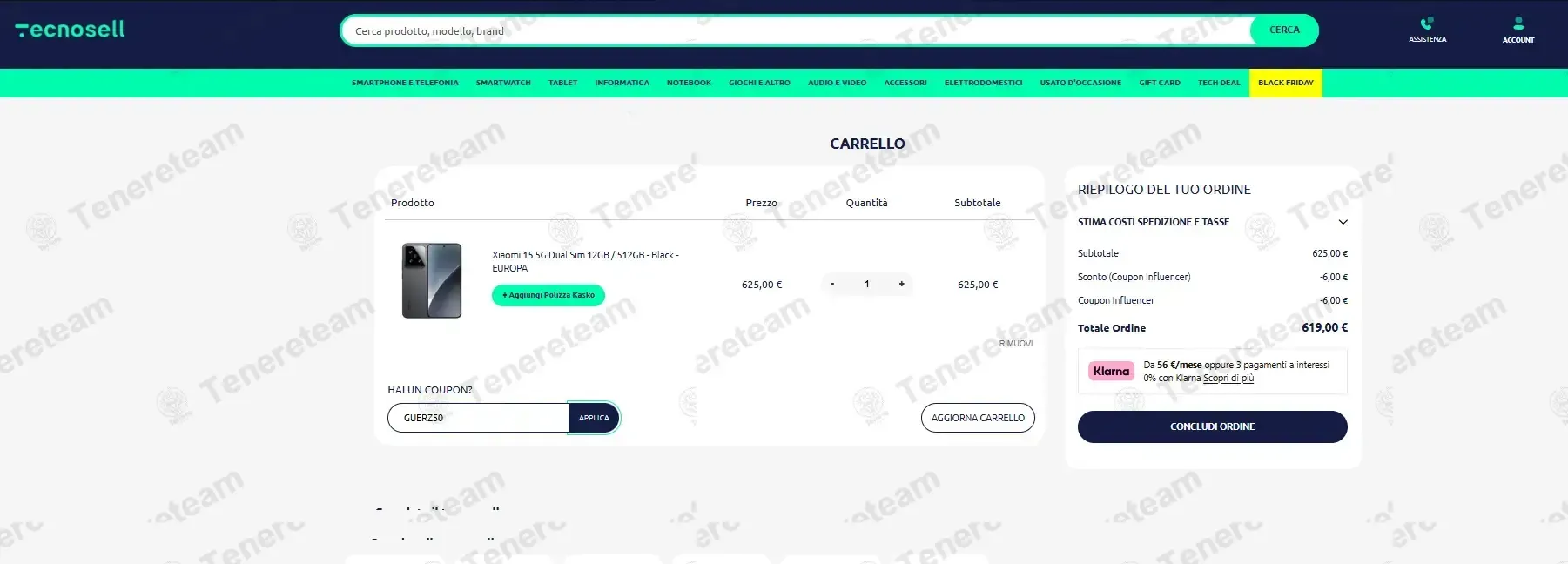 Tecnosell coupon code: €6 off with GUERZ50. Tested and valid as 4 months ago.