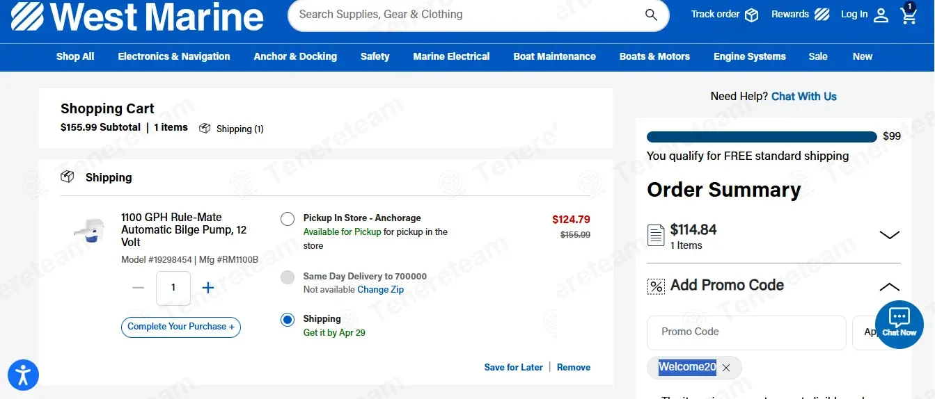 West Marine coupon code: $10 off with Welcome20. Tested and valid as 15 hours ago.