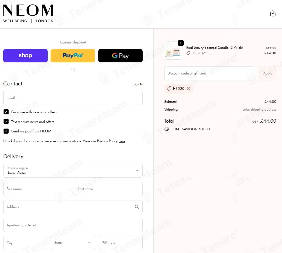 Neom Organics London coupon code: 20% off with HSD20. Tested and valid as 2 weeks ago.