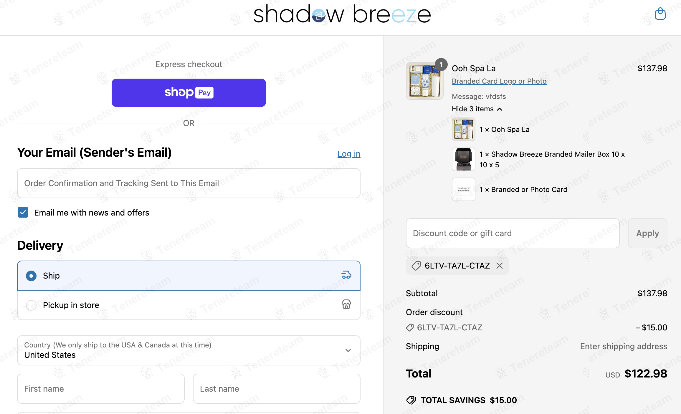 Shadow Breeze apply coupon code