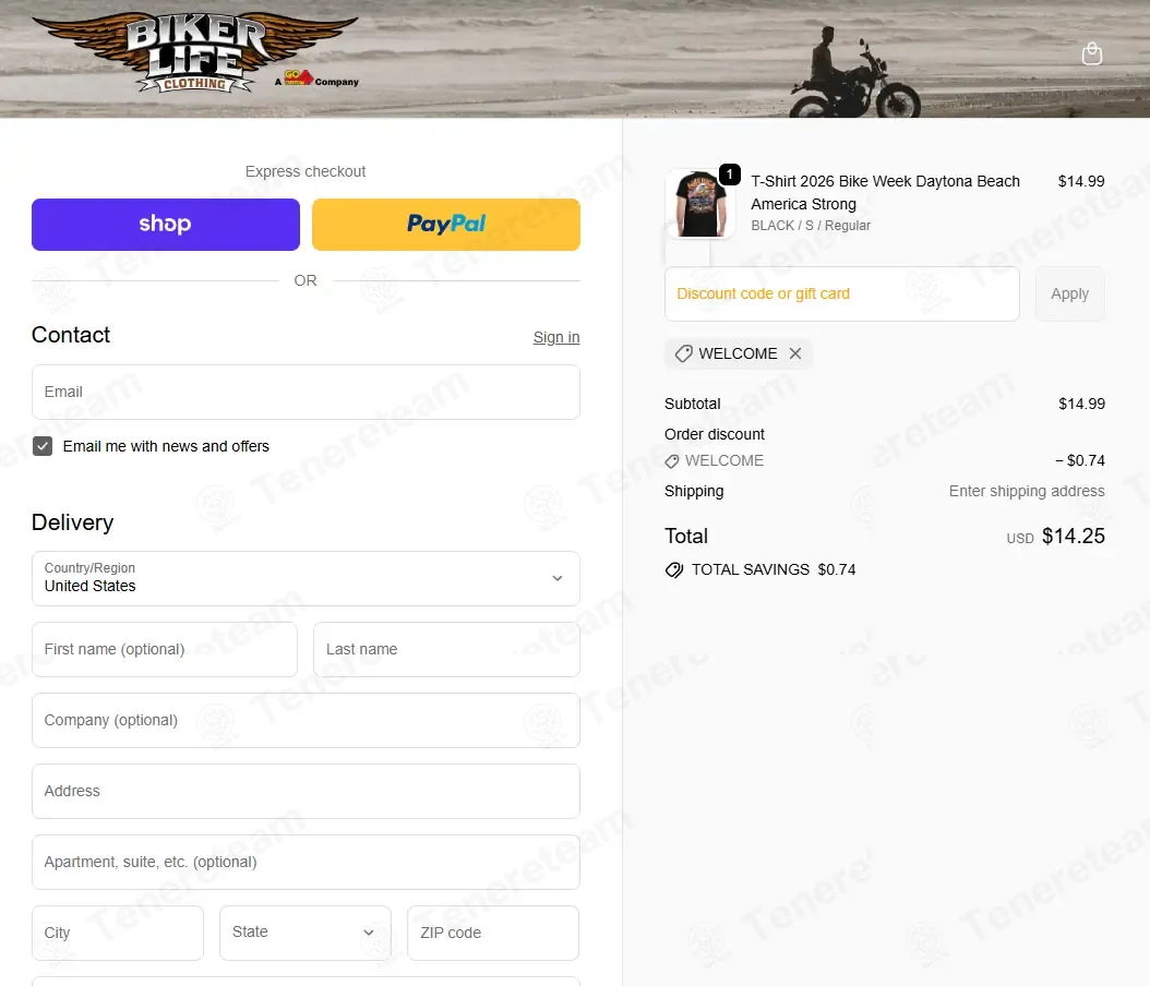 Biker Life Clothing coupon code: 5% off with WELCOME. Tested and valid as 8 months ago.