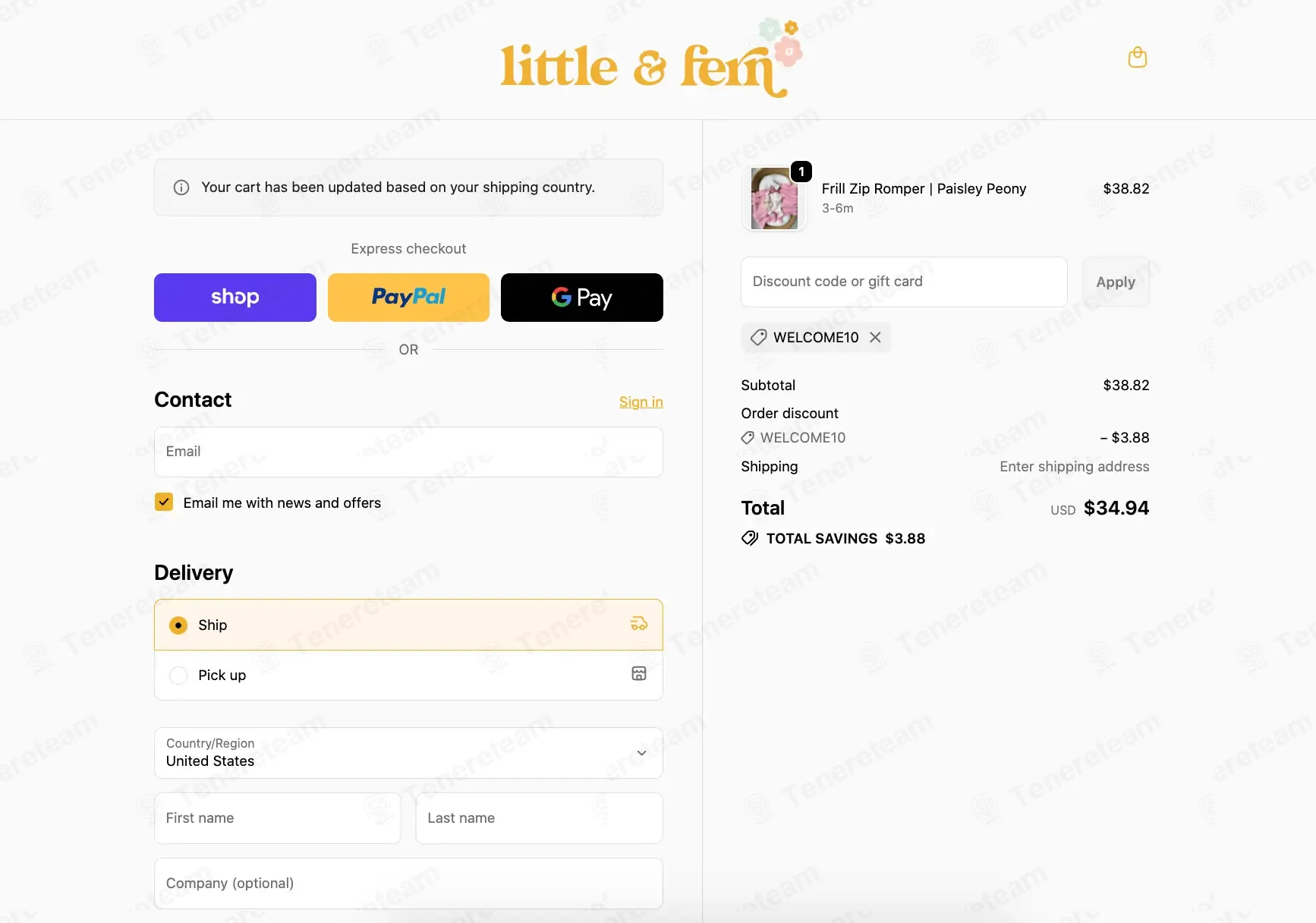 Little and Fern coupon code: 10% off with WELCOME10. Tested and valid as 6 months ago.