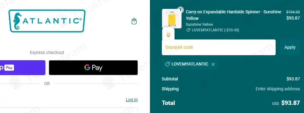 Atlantic Luggage coupon code: 10% off with LOVEMYATLANTIC. Tested and valid as 1 year ago.