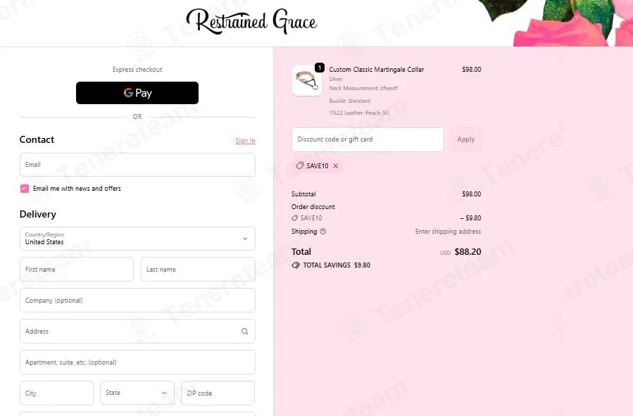 Restrained Grace coupon code: 10% off with SAVE10. Tested and valid as 1 month ago.