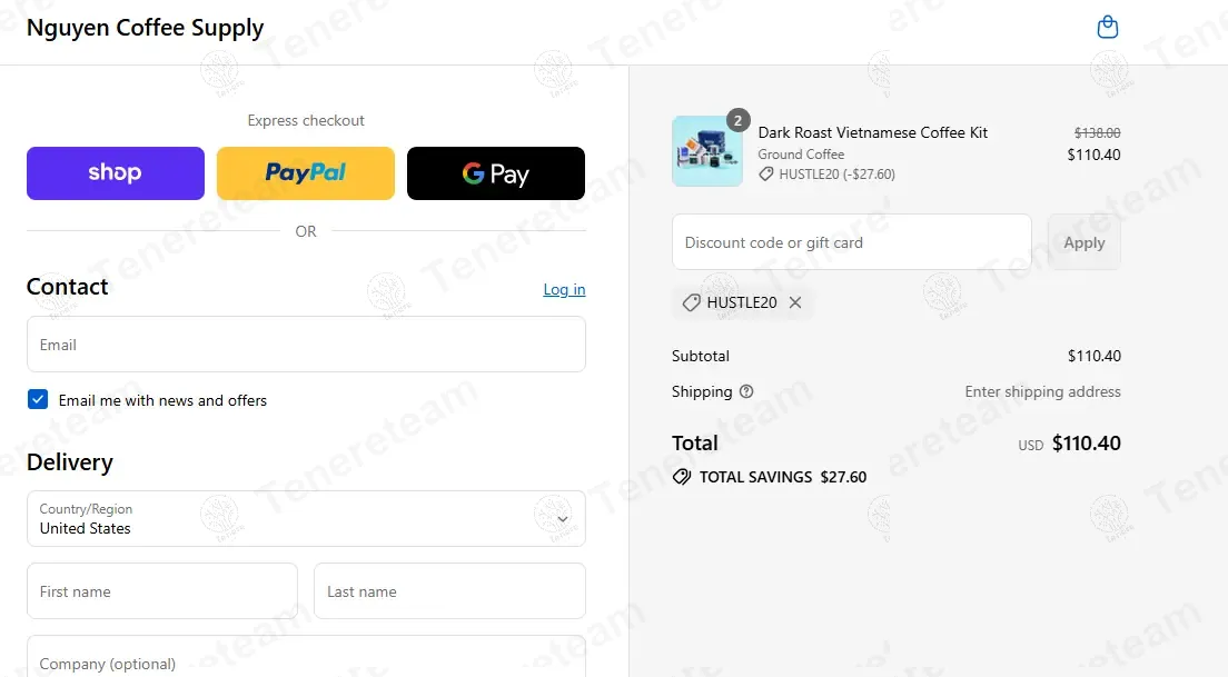 Nguyen Coffee Supply coupon code: 20% off with HUSTLE20. Tested and valid as 10 months ago.