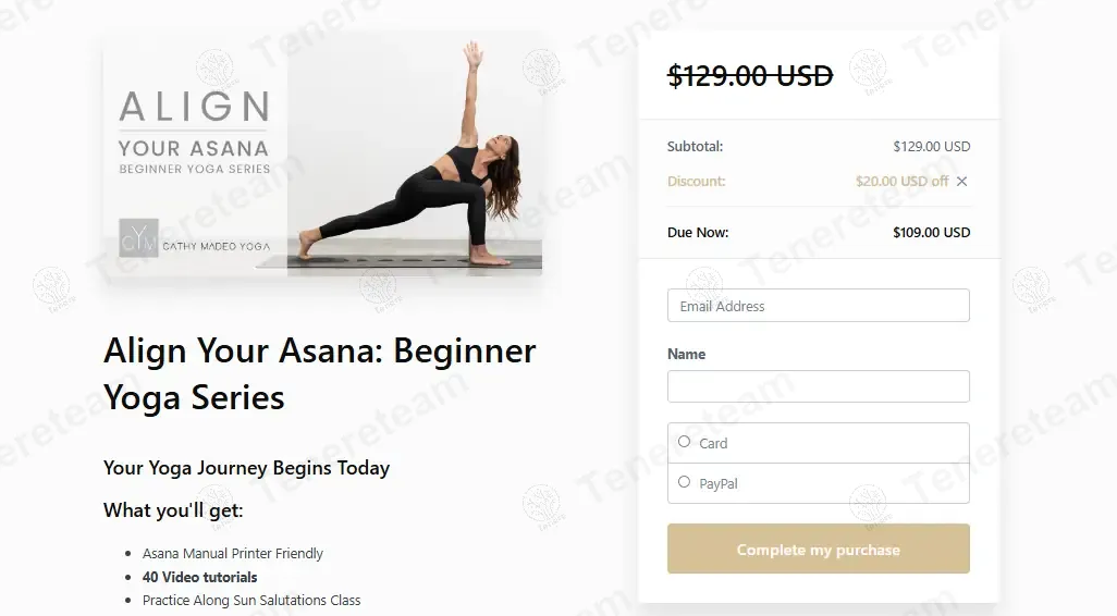 Cathy Madeo Yoga coupon code: $20 off with 20off. Tested and valid as 1 year ago.