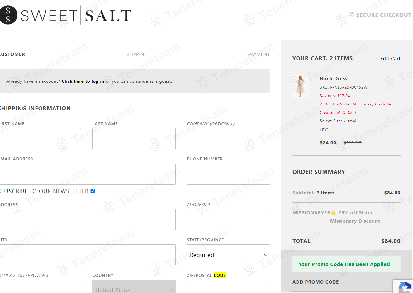 Sweet Salt Clothing coupon code: 25% off with MISSIONARY25. Tested and valid as 9 months ago.