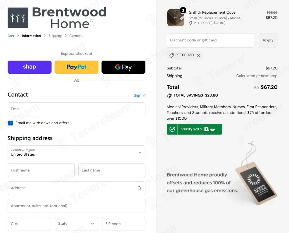 Brentwood Home coupon code: 30% off with PETBED30. Tested and valid as 2 months ago.