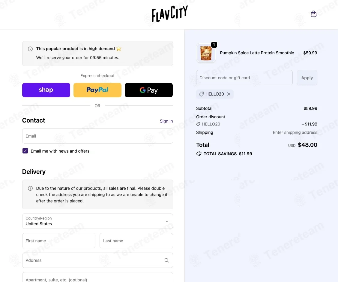 Flavcity Shop apply coupon code