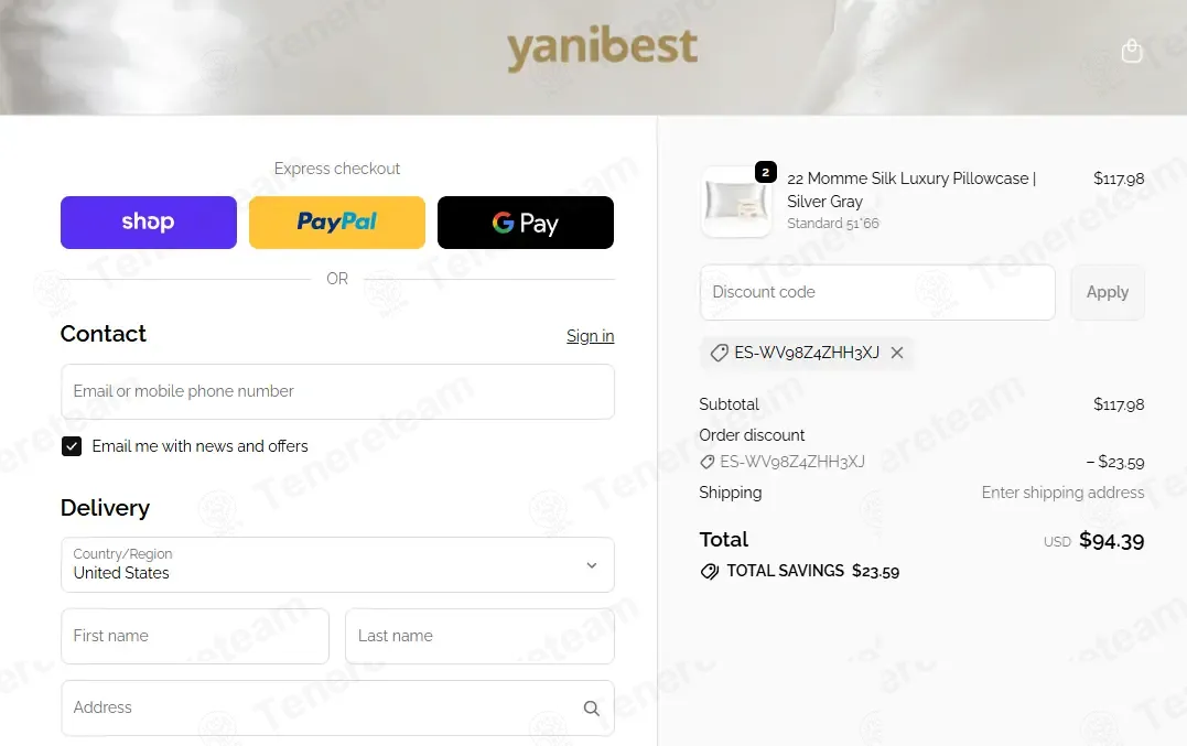 Yanibest coupon code: 20% off with ES-WV98Z4ZHH3XJ. Tested and valid as 1 week ago.