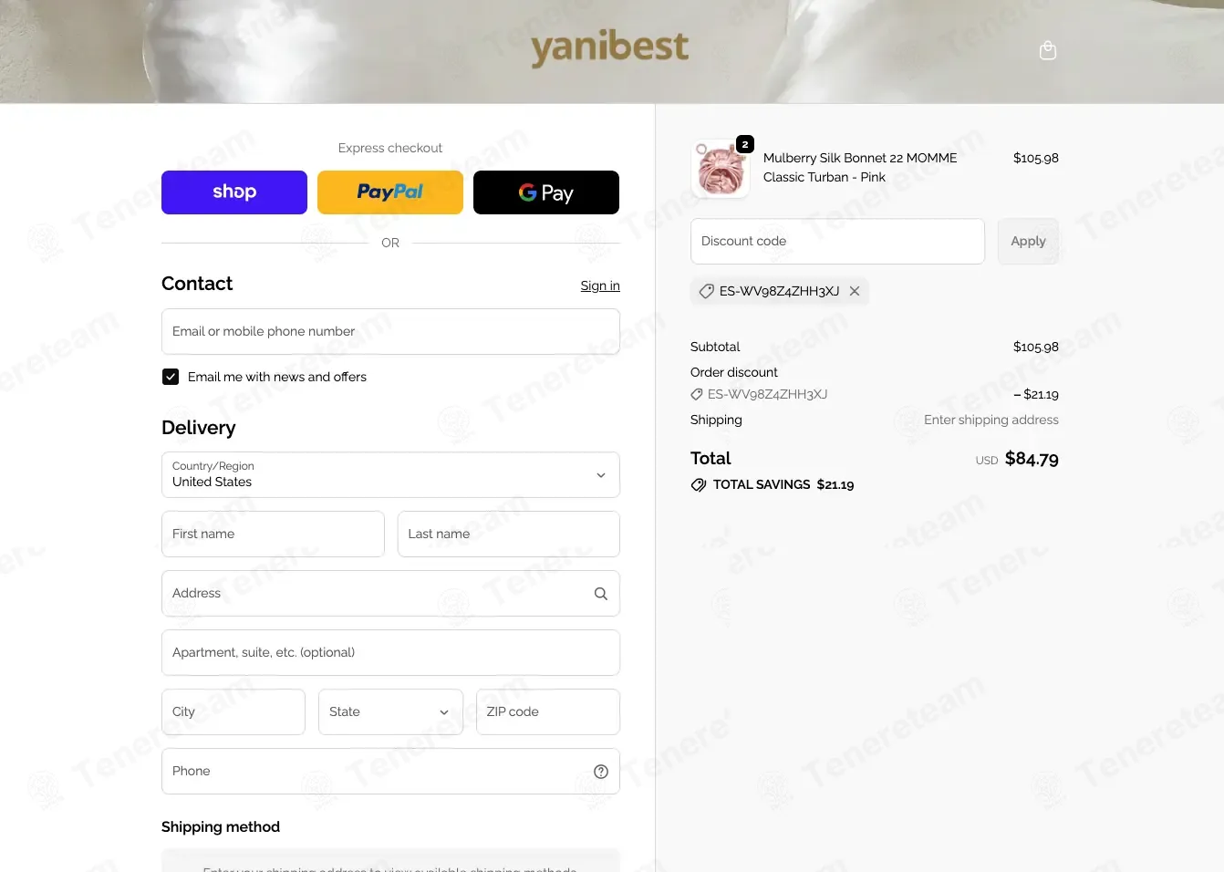 Yanibest coupon code: 20% off with ES-WV98Z4ZHH3XJ. Tested and valid as 1 week ago.