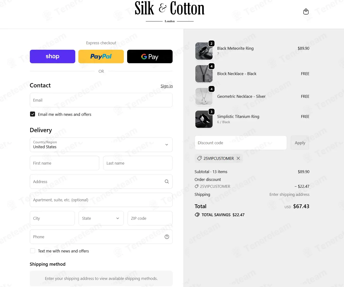 Silk And Cotton Store coupon code: 25% off with 25VIPCUSTOMER. Tested and valid as 2 months ago.