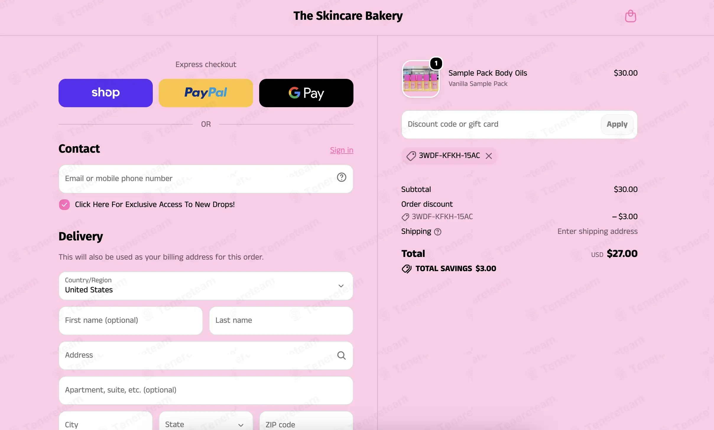 The Skincare Bakery apply coupon code