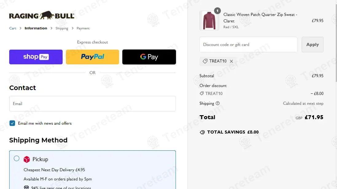 Raging Bull Clothing coupon code: 10% off with TREAT10. Tested and valid as 8 months ago.