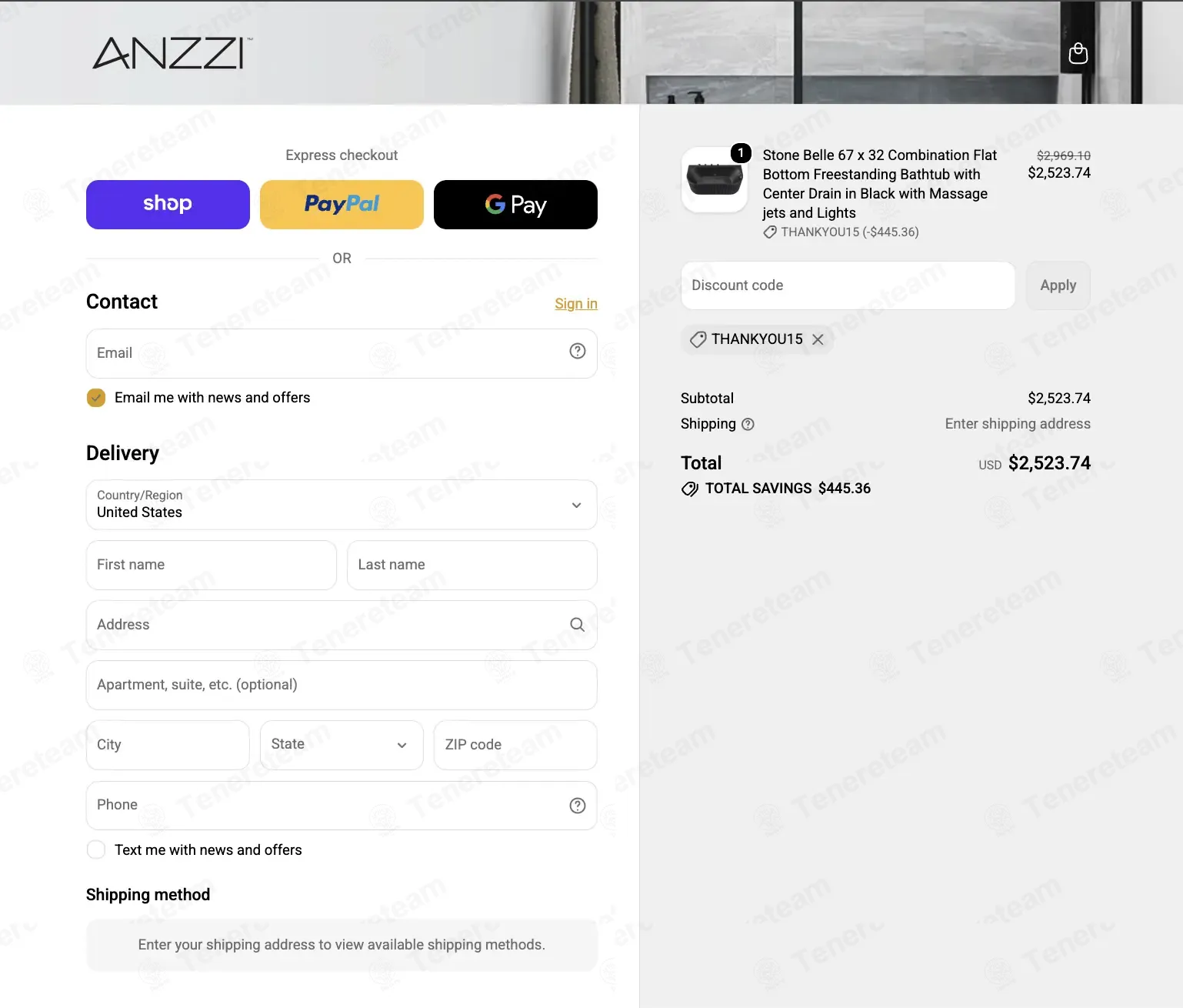 ANZZI coupon code re-checked and confirmed working at checkout
