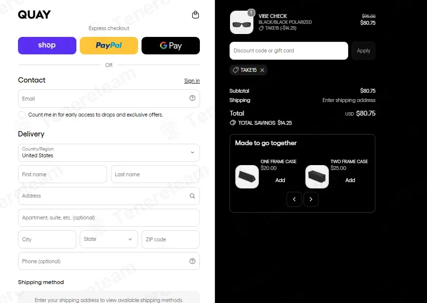 Quay apply coupon code