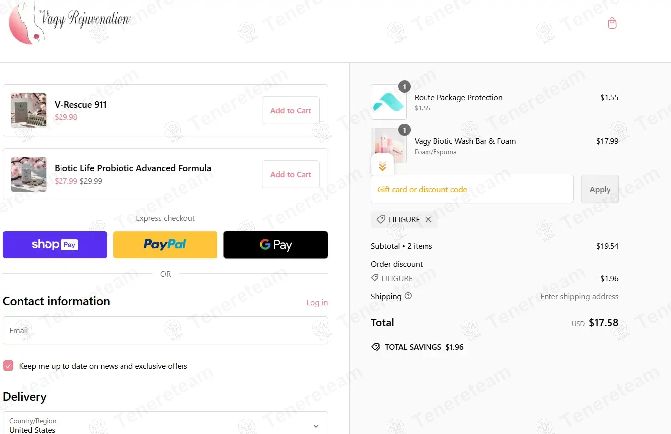 Vagy Rejuvenation coupon code: 10% off with LILIGURE. Tested and valid as 1 year ago.