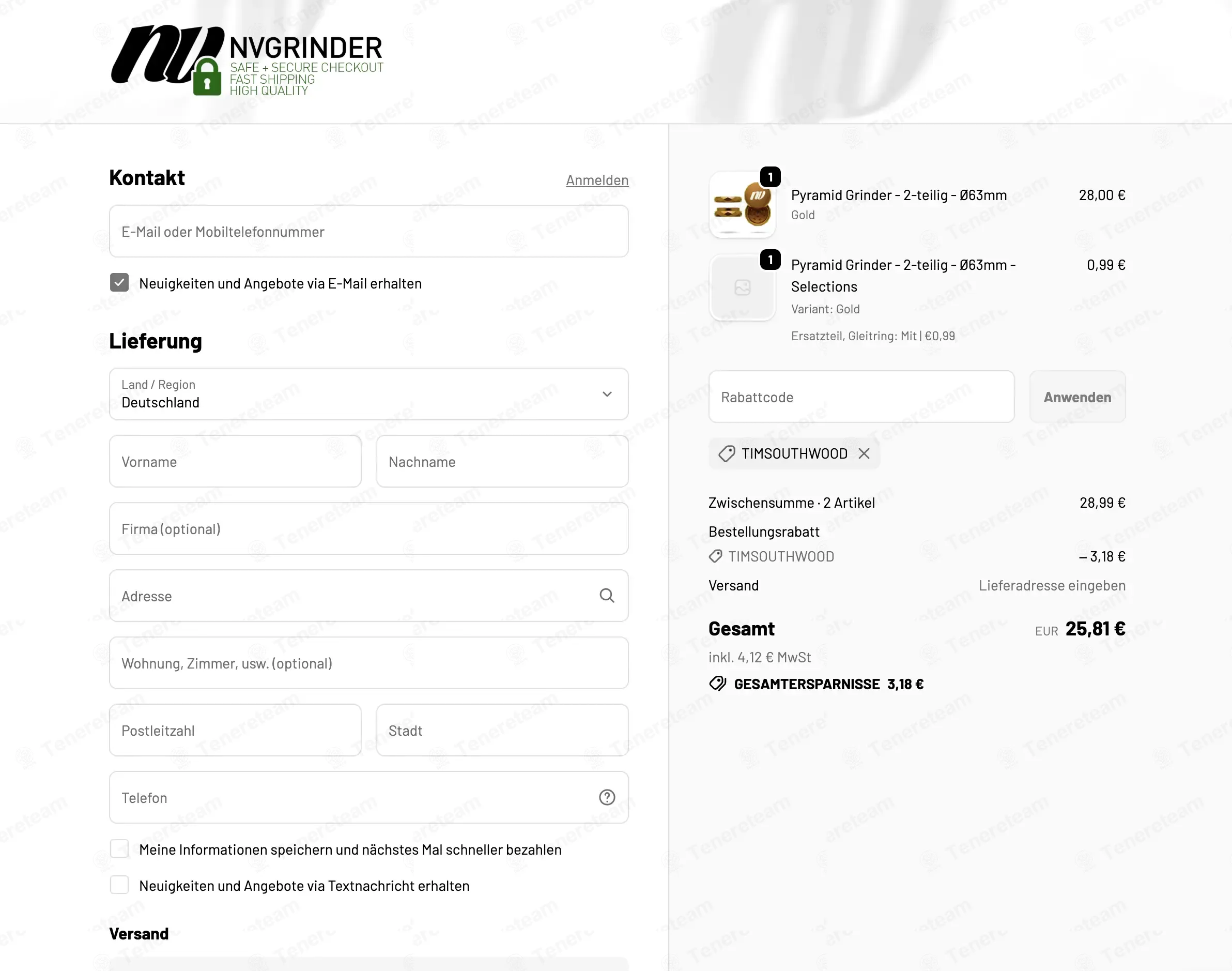 Nvgrinder coupon code: 11% off with TIMSOUTHWOOD. Tested and valid as 1 month ago.
