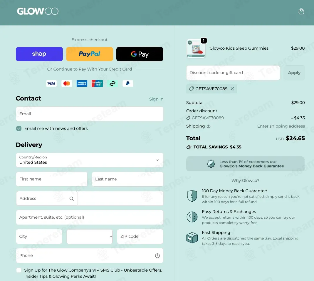 The Glow Company coupon code: 15% off with GETSAVE70089. Tested and valid as 2 months ago.