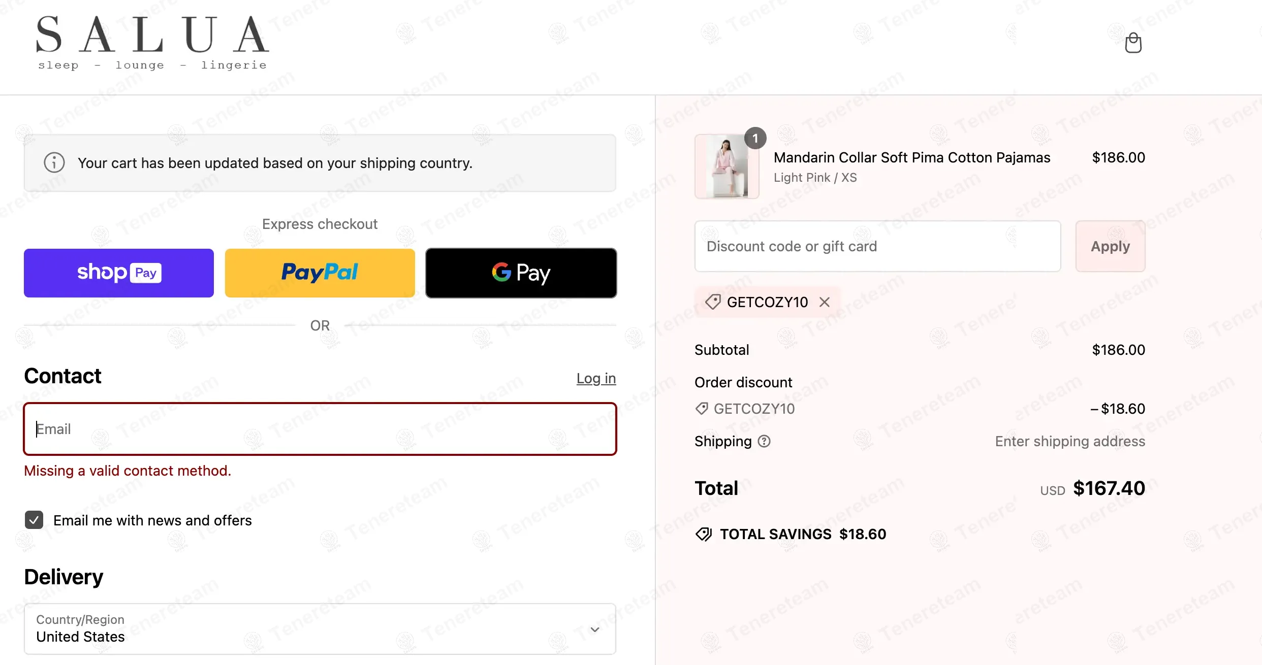 Salua Lingerie coupon code: 10% off with GETCOZY10. Tested and valid as 1 year ago.