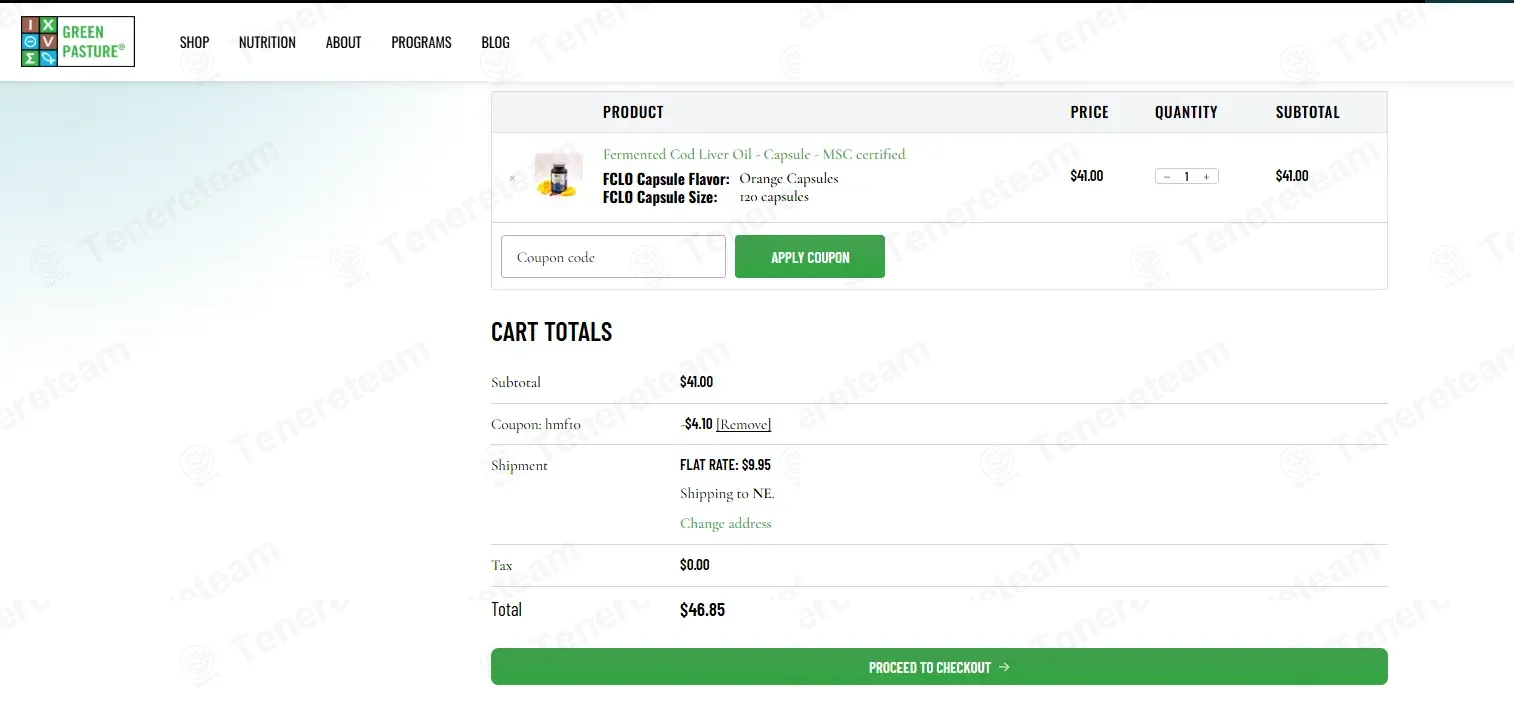 Green Pasture coupon code: 10% off with HMF10. Tested and valid as 3 weeks ago.