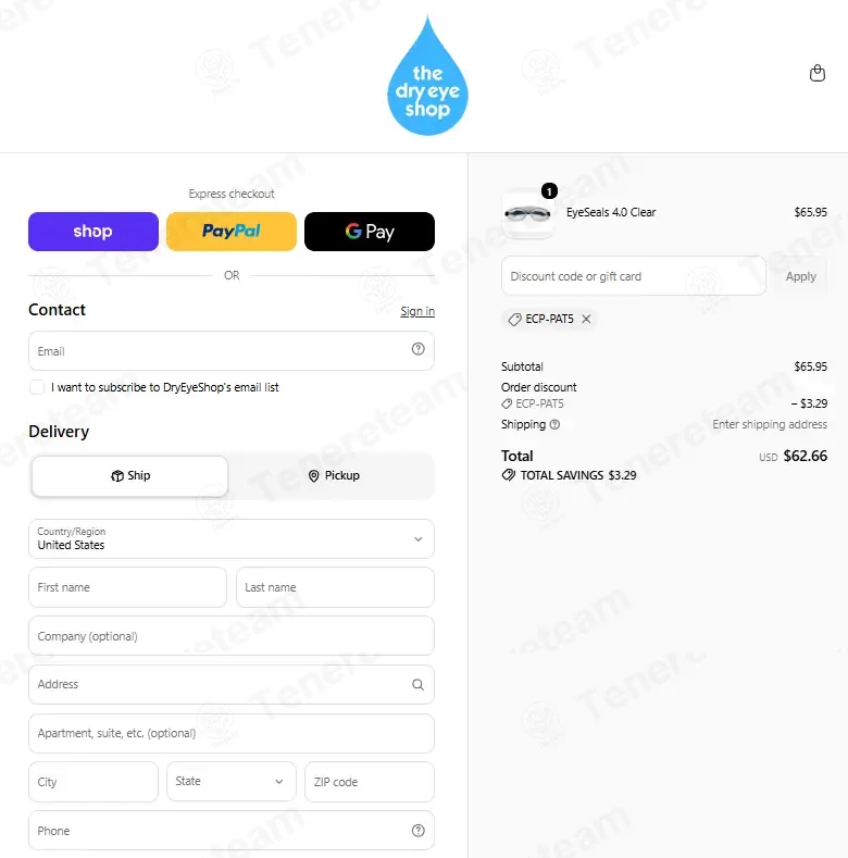 Dry Eye Shop coupon code verified as working at checkout