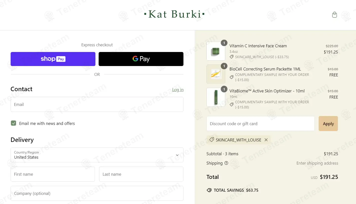Kat Burki Skincare coupon code re-checked and confirmed working at checkout