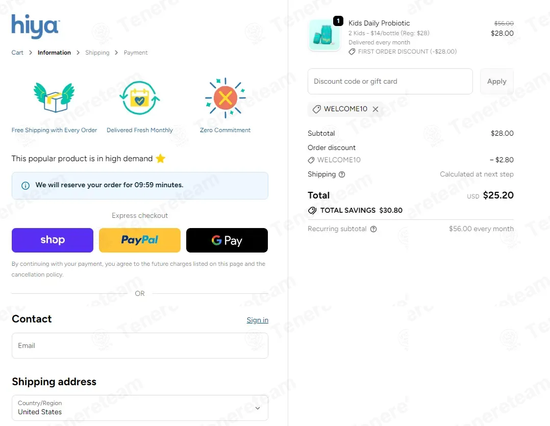 Hiya Health coupon code: 10% off with WELCOME10. Tested and valid as 4 weeks ago.