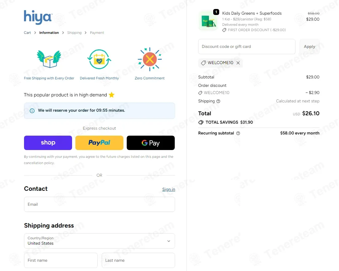 Hiya Health coupon code: 10% off with WELCOME10. Tested and valid as 4 weeks ago.