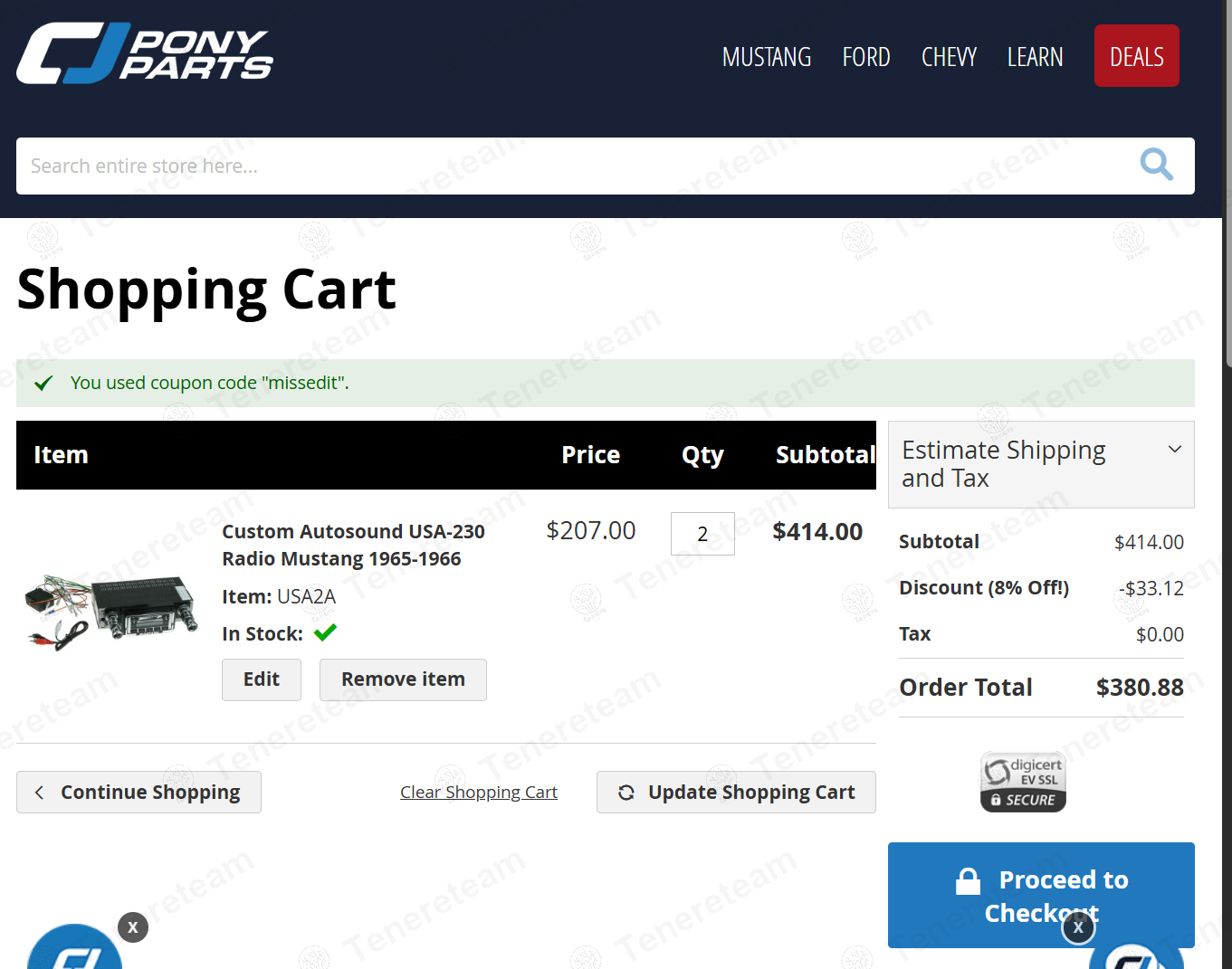 CJ Pony Parts coupon code: 8% off with missedit. Tested and valid as 1 year ago.