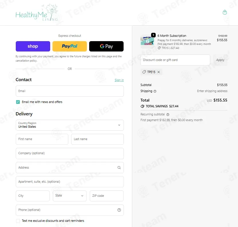 Healthy Me Living coupon code: 15% off with TPE15. Tested and valid as 4 days ago.