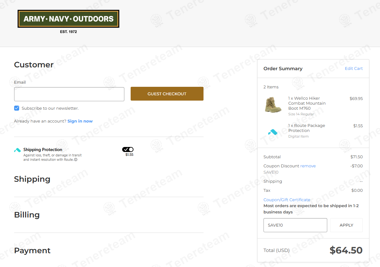 Army Navy Outdoors apply coupon code