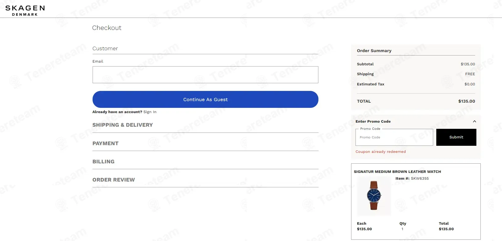 Skagen coupon code verified as working at checkout