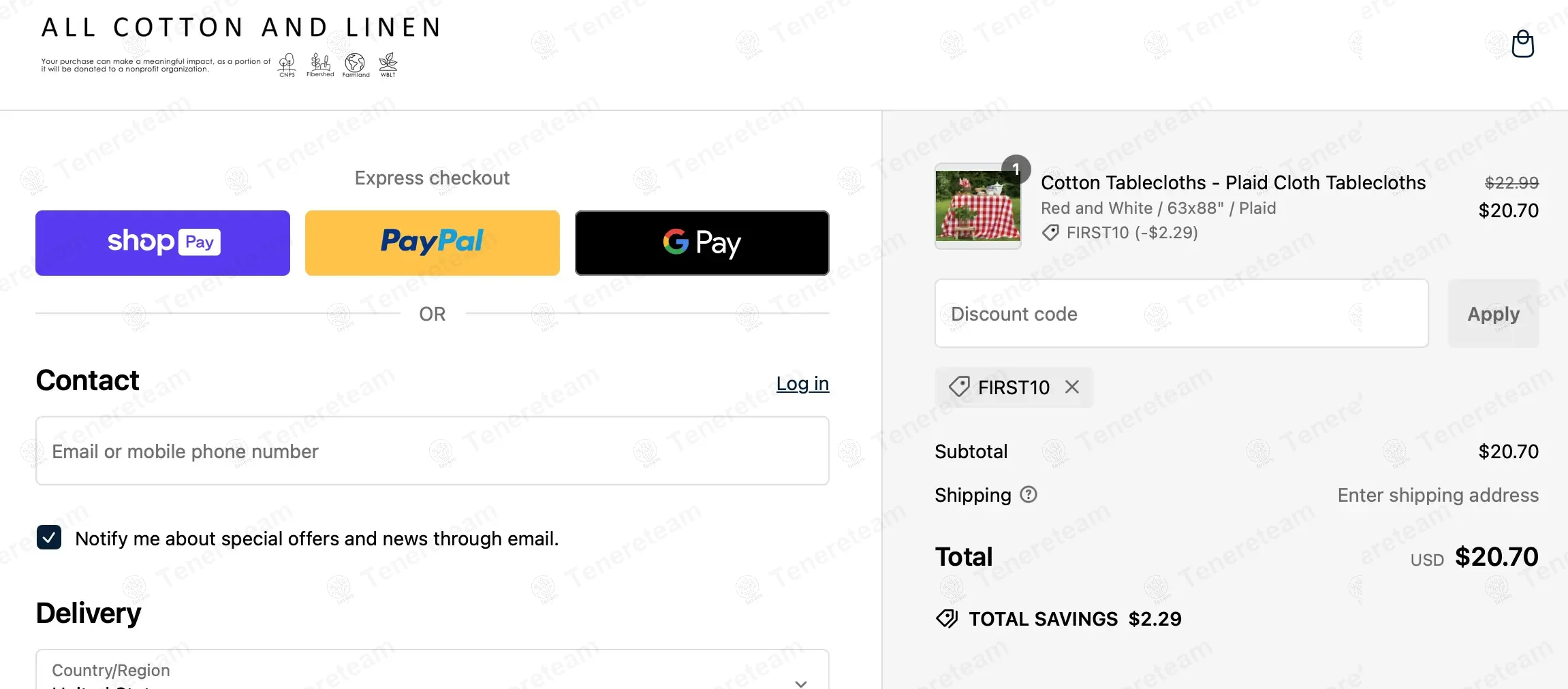 All Cotton and Linen coupon code: 10% off with FIRST10. Tested and valid as 1 year ago.