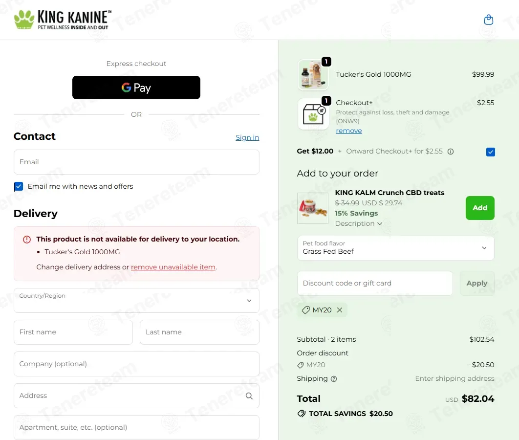 King Kanine coupon code: 20% off with MY20. Tested and valid as 1 day ago.