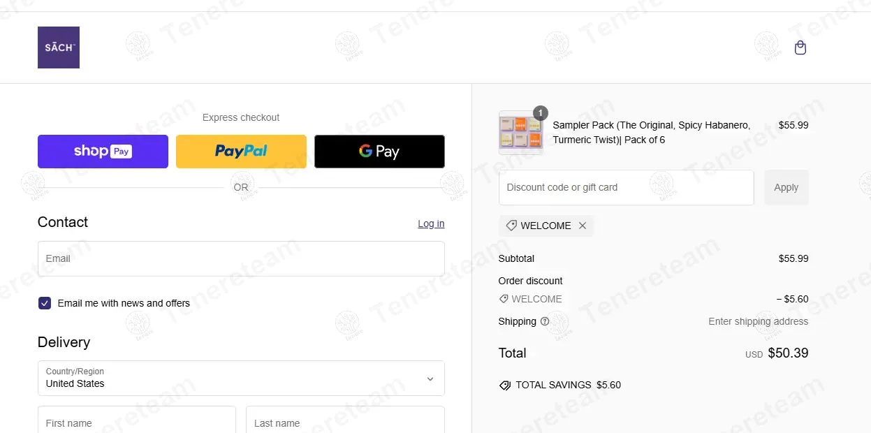 Sach Foods coupon code: 10% off with WELCOME10. Tested and valid as 1 year ago.