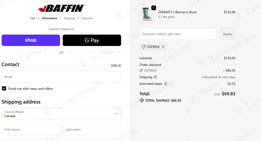 Baffin apply coupon code