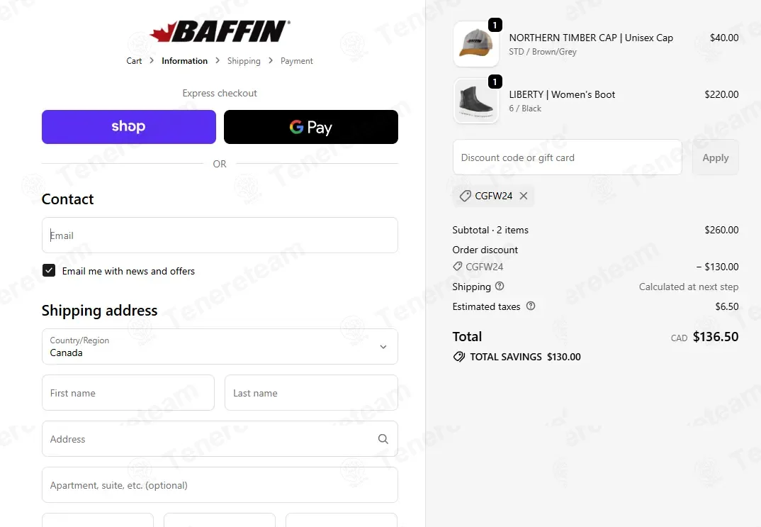 Baffin coupon code: 50% off with CGFW24. Tested and valid as 1 month ago.